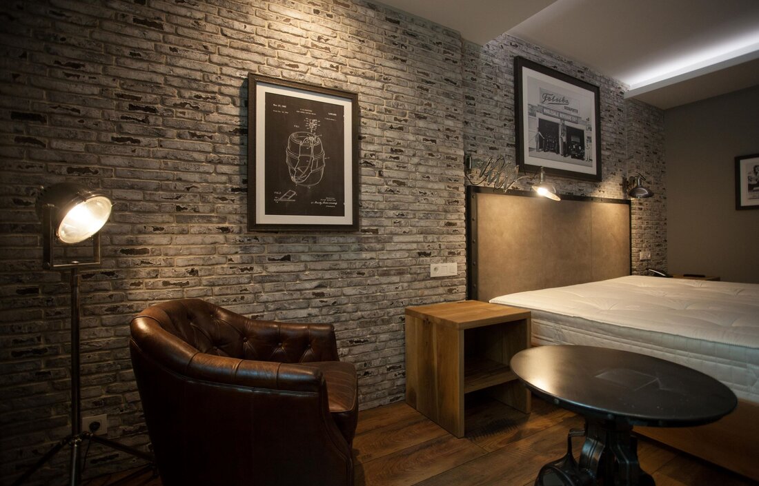 Tehlový obklad Rainbow Snowdust 2 v izbách hotelu Loft od Rustique.sk